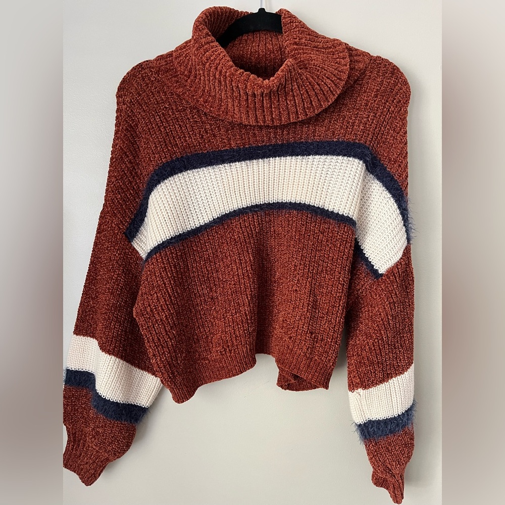 Striped loose turtleneck sweater